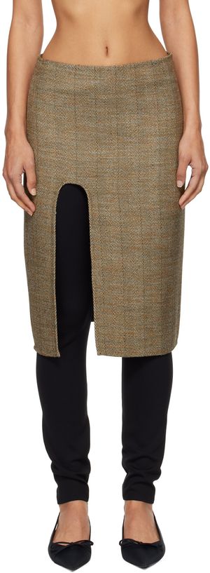 Stella McCartney Jupe midi beige en tweed à fente