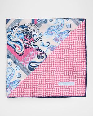 Men's Double-Printed Silk Hand-Rolled Pocket Square