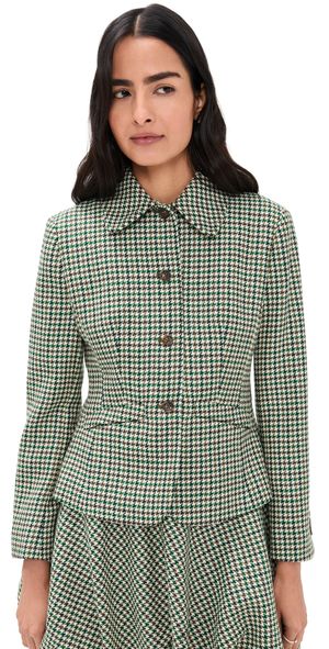 La Ligne Houndstooth Jacket Cream/Forest 8