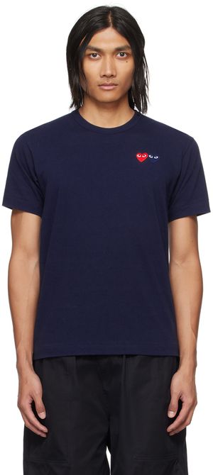 COMME des GARÇONS PLAY Navy Double Heart T-Shirt