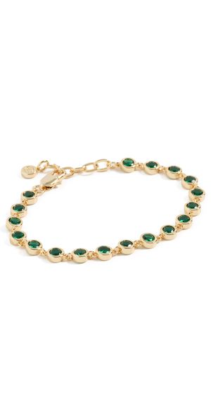Ettika Crystal 18k Gold Plated Link Bracelet Green One Size