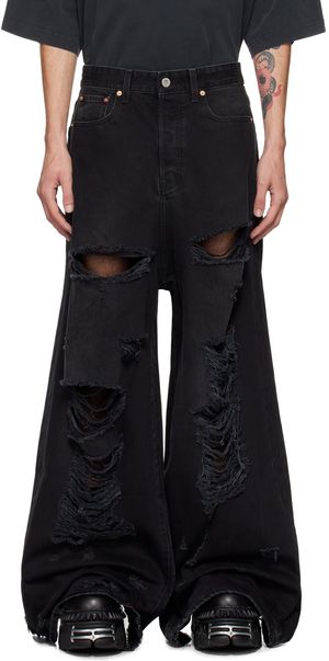 VETEMENTS Black Ripped Big Shape Jeans