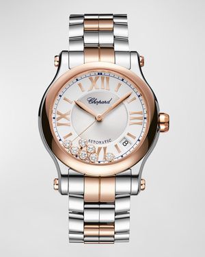 36mm Happy Sport Diamond Watch with Bracelet Strap, Two Tone