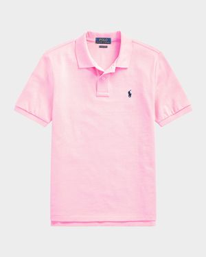 Boy's Short-Sleeve Logo Embroidery Polo Shirt, Size S-XL