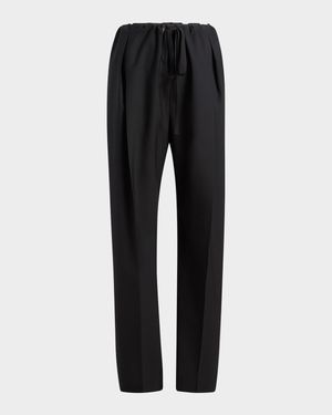 Trenton Pleated Straight-Leg Pull-On Pants
