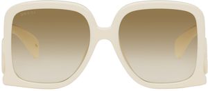 Gucci Lunettes de soleil carrées surdimensionnées blanc cassé à logos découpés