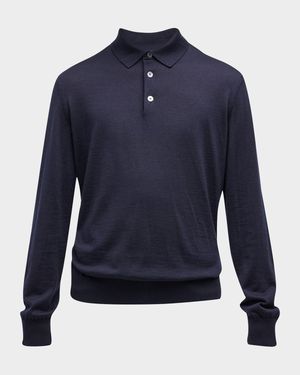Men's Cashmere-Silk Polo Sweater