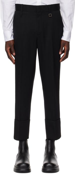 WOOYOUNGMI Black Rolled Cuff Trousers