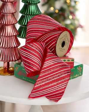 Candy Cane Stripe Ribbon, 4"W x 10 Yards