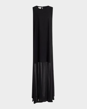 Sleeveless Layered Side-Slit Maxi Dress