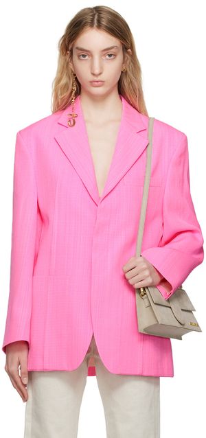 JACQUEMUS Pink Le Raphia 'La Veste D'Homme' Blazer