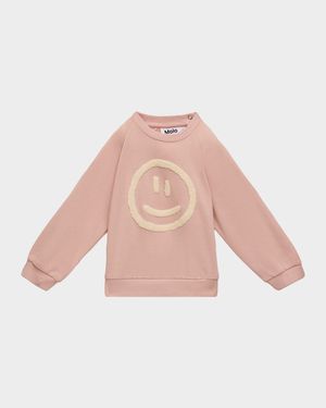 Girl's Disc Embroidered Organic Cotton Sweatshirt, Size 3M-2
