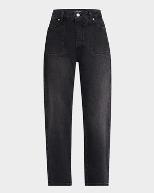 Alexis Straight Ankle Button-Fly Jeans