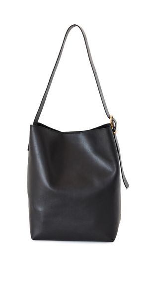 Madewell The Essential Bucket Tote in Leather True Black One Size