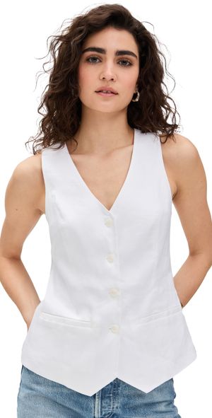 Favorite Daughter The Jones Linen Vest Bright White XS