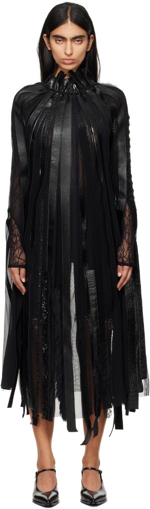 Junya Watanabe Robe midi noire à panneaux