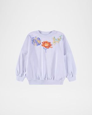 Girl's Marika Floral Embroidered Sweatshirt, Size 2-7