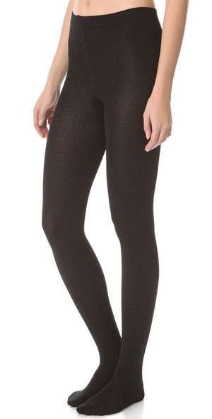 Plush Fleece Lined Tights Black L
