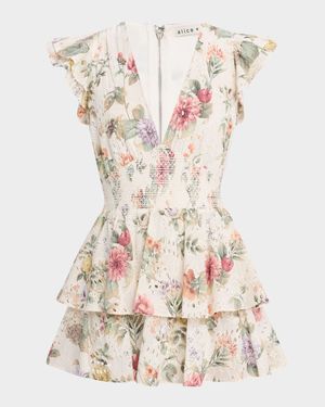 Kessie Ruffle-Sleeve Romper