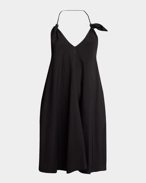 Halter Leather Knot Backless Mini Dress