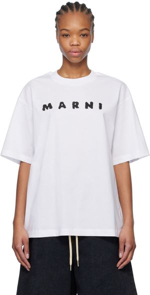 Marni White Scribbled Logo T-shirt