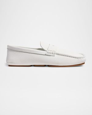 Billy Grained Leather Moc-Toe Penny Loafers