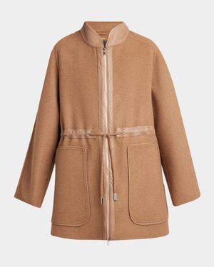 Drawstring Wool Parka Jacket