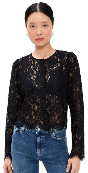 FRAME The Lace Blouse Black L