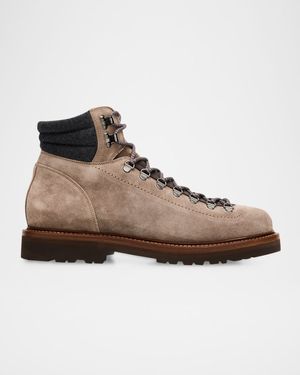 Men's Suede Wool-Collar Hiking Boots