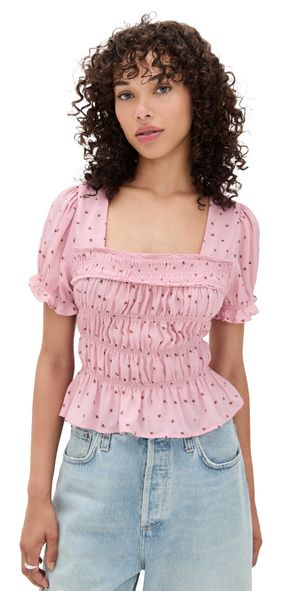 Free People Adore You Blouse Bleached Mauve Combo L