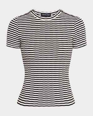 Draya Short-Sleeve Stripe Button Tee