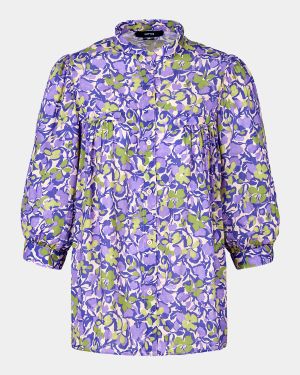 Orchid Floral Shirred Pocket Blouse