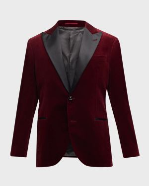 Men's Velvet Peak-Lapel Tuxedo Jacket
