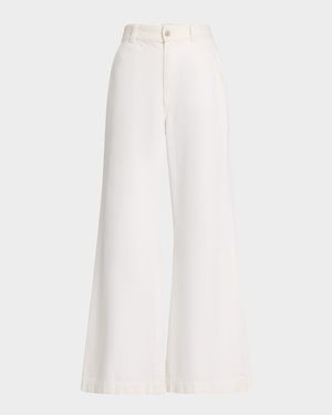 Beverly High-Rise Wide-Leg Cotton Trousers