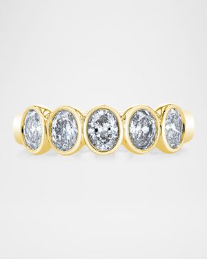 x Christina Adamo 18K Gold 5-Stone Oval Diamond Bezel-Set Band Ring, 1.25tcw