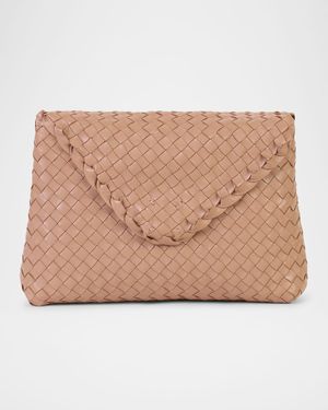 Jamie Envelope Woven Leather Clutch Bag