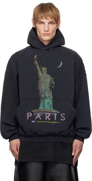 Balenciaga Black 'Paris' Liberty Hoodie
