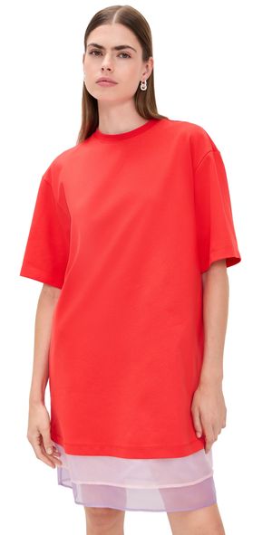 MSGM Layered T-Shirt Dress Red XXS