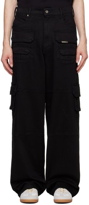 RTA Black Roman Denim Cargo Pants