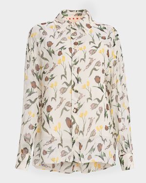 Floral-Print Button-Down Shirt