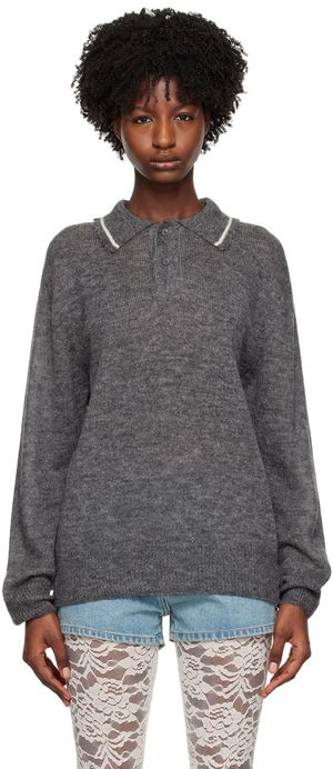 We11done Gray Frayed Polo