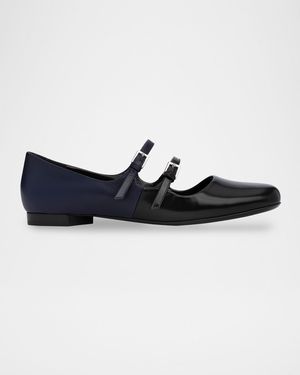Duo Mary Jane Leather Ballerina Flats