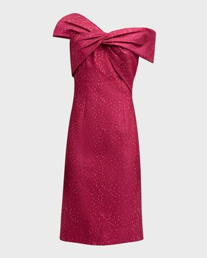 One-Shoulder Speckled Jacquard Dress