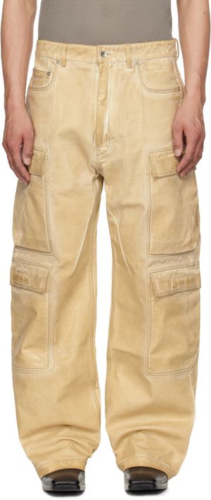 Rick Owens DRKSHDW Beige Hollywood Double Cargo Jeans