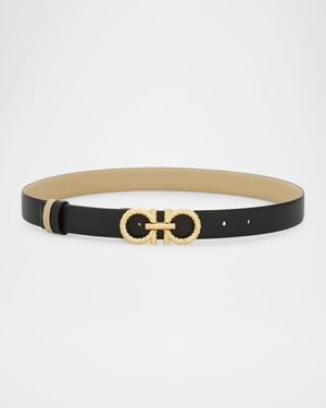 Reversible Gancini Leather Belt