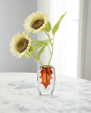 Honey Amber 16" Faux Floral Arrangement in Glass Vase