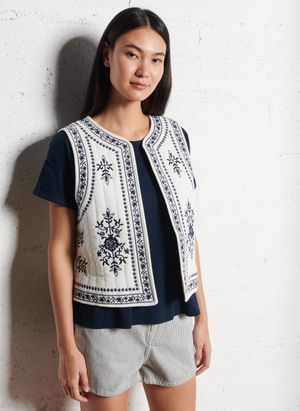 Sud Express - Veste droite en coton - Taille L - Blanc