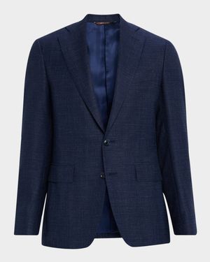 Men's Textured Wool-Blend Notch Lapel Blazer