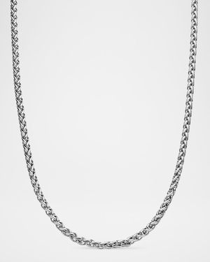 4mm Men's Wheat Chain Necklace in Silver