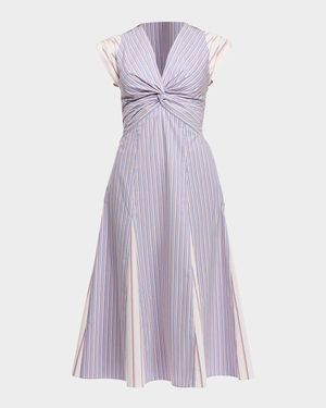 Avalynn V-Neck Striped Midi Dress